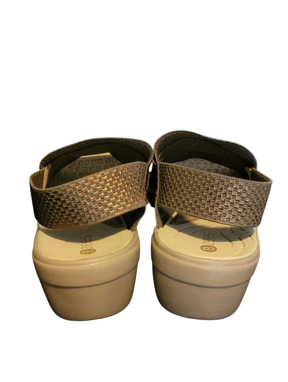 BZEES Molly Comfort Sandals Slingback Open Toe Summer Shoes Neutral Chic 9 Wide